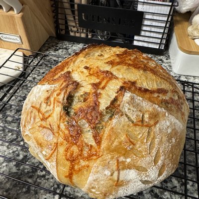 Cheddar, Dill, and Garlic Sourdough Loaf