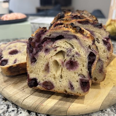 Sugared Blueberry Lemon Swirl Sourdough Loaf