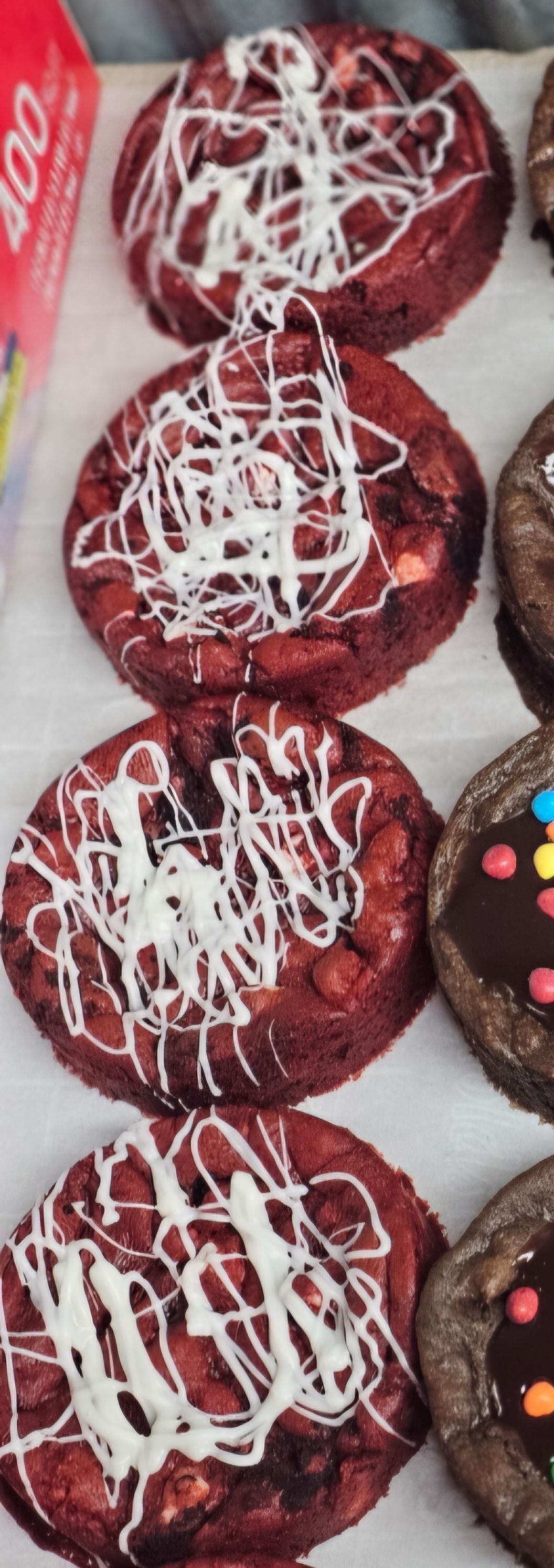 Red velvet oreo cookie