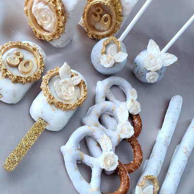  Elegant White/Gold Treat Party Package Customizable 
