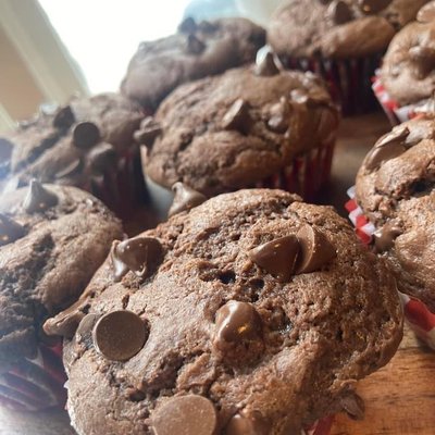 Sourdough Double Chocolate Muffins 