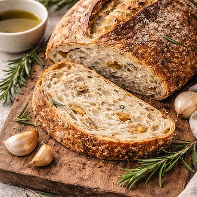 🌿 Rosemary Roasted Garlic Sourdough