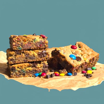 Brown Butter M&M Cookie Bars