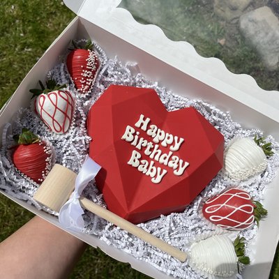 Custom Breakable Heart With 6 Strawberries 