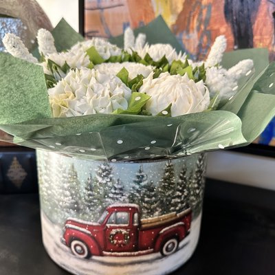 Large Christmas Farm Truck Tin