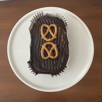 Salted Pretzel Caramel Brownie