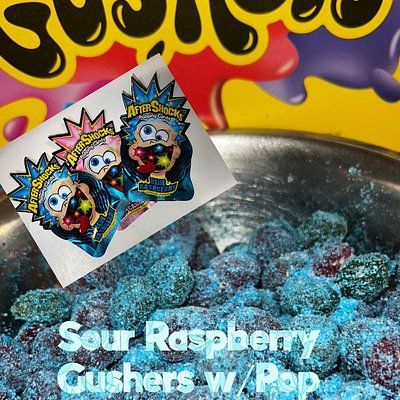 Sour Blue Raspberry Gushers with Pop Rocks 