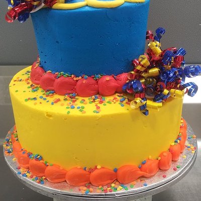 Two Tier Primary Or Pastel Cake