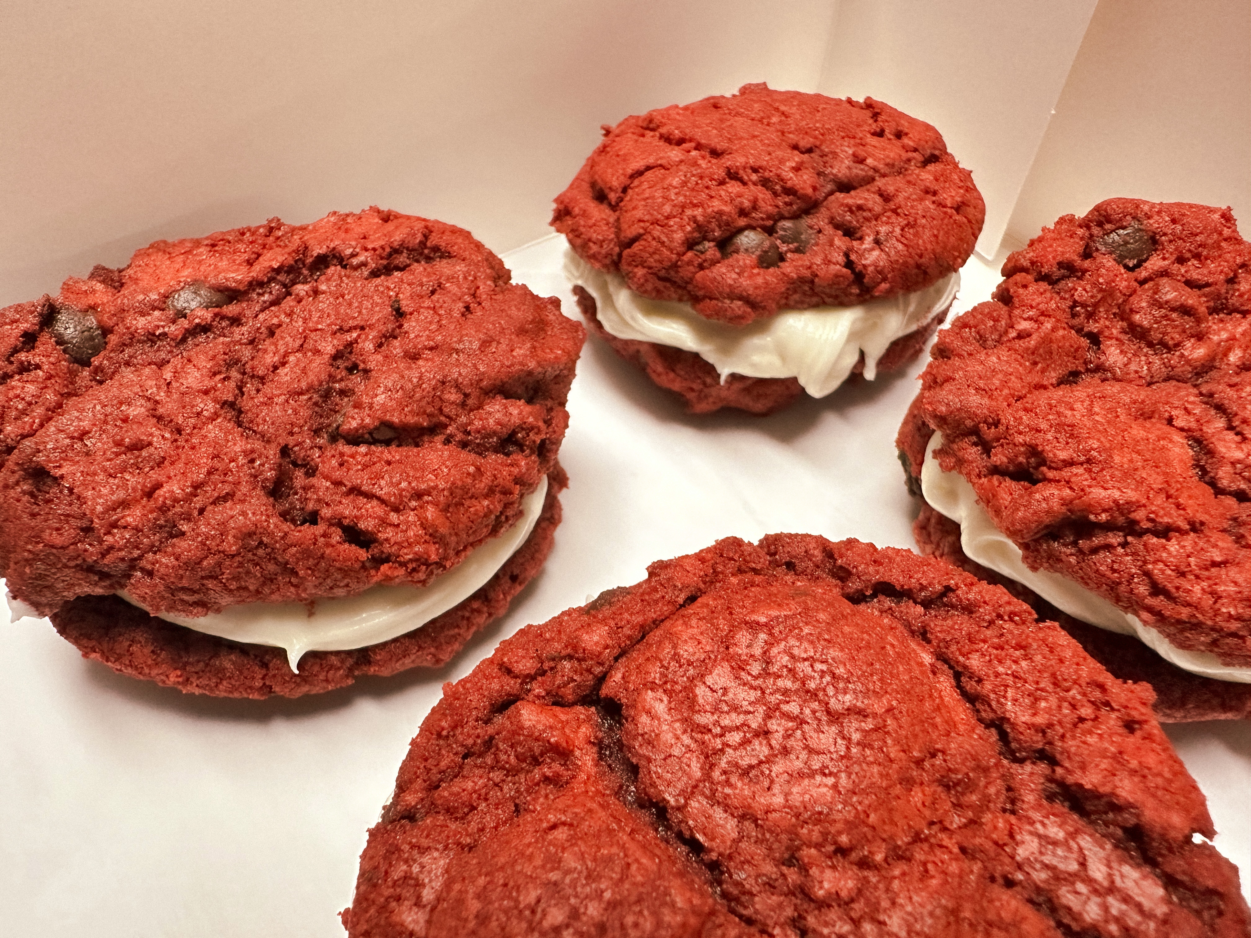 Red velvet Chocolate Chip Sandwich Cookie