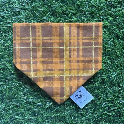 Scrunchie Bandana Orange & Brown Flannel 