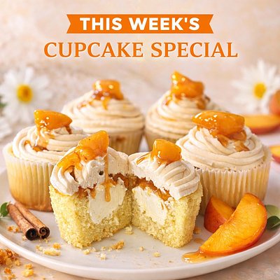 Peach Cobbler Cheesecake Stuffed Cupcakes 