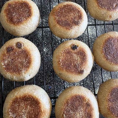 Cinnamon Raisin Sourdough English Muffins