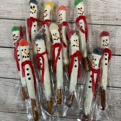 Snowman pretzel stick 