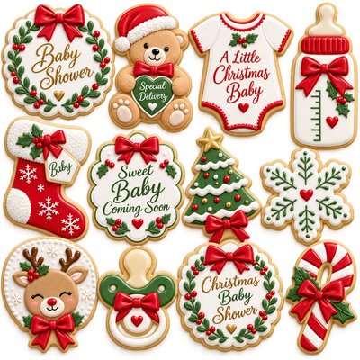 Christmas, Baby Shower Cookies