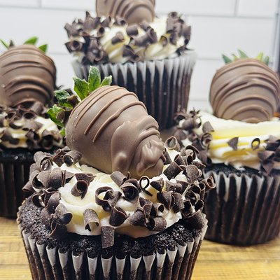 Chocolate Dipped strawberry cupcake