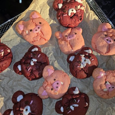 6 Pcs. Strawberry Pig Kawaii Cookies