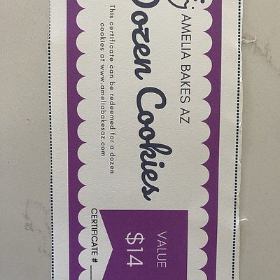 Gift Certificate For One Dozen Cookies