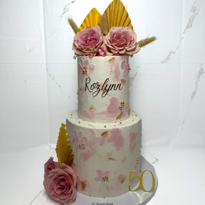 Diamond Package (Two tier Cake and 4 Dozen Treats) 
