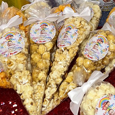 Custom Popcorn Cones With Label (filled)