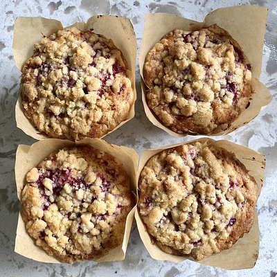 Raspberry White Chocolate Jumbo Muffins 