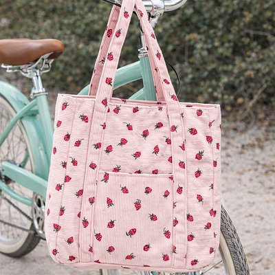 Strawberry Corduroy Bag (Pink)