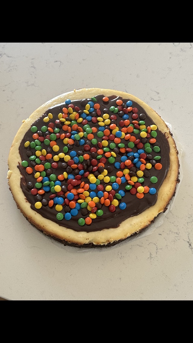 Cheesecake W/ Chocolate Ganache And Mini M&Ms