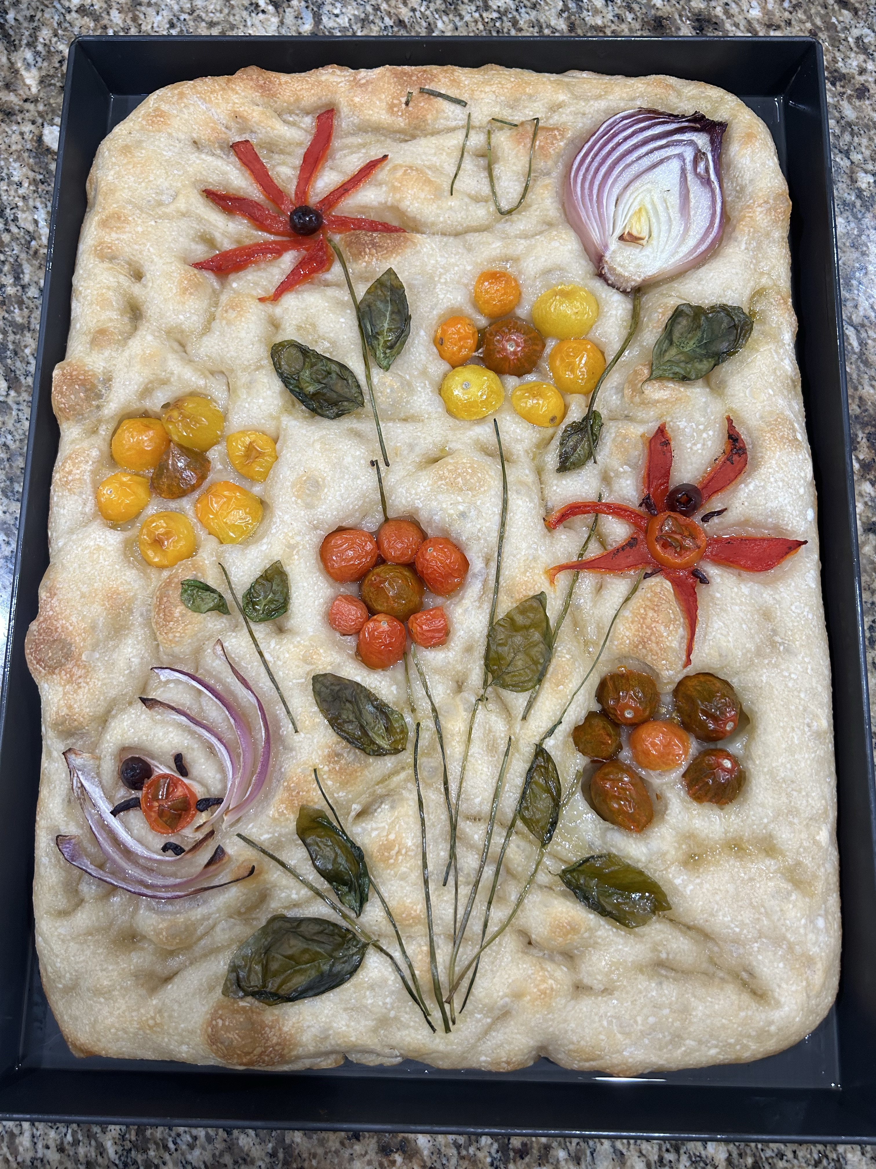 Sourdough Focaccia With Floral design 