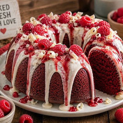 Red Velvet Raspberry Bundt Cake