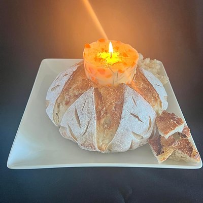 Pumpkin Shaped Sourdough With Butter Candle