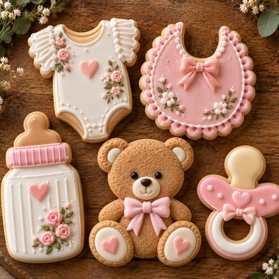 Pink Baby Shower Custom Cookies 