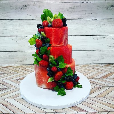 3 Tier Fresh Fruit Cake 