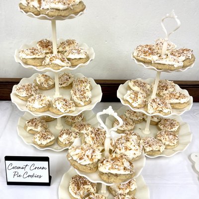 2.5” Round Coconut Creme Pie Cookie With Frosting & Toasted Coconut Topping- 12 Pack