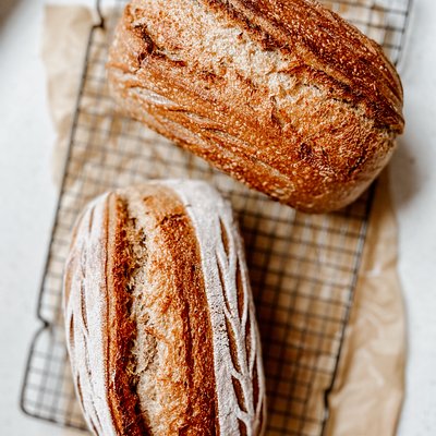 Whole Wheat & Rye Artisan Sourdough Bread - loaf style