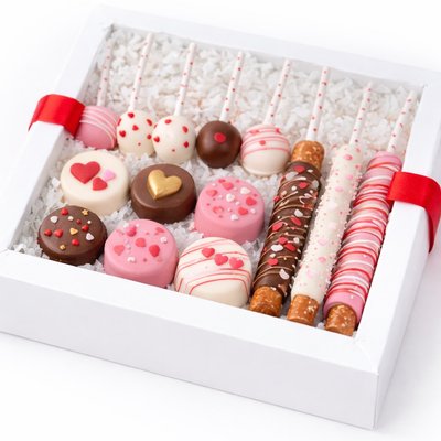One Dozen Mix Chocolate Covered Pretzels, Cake Pops, Oreos