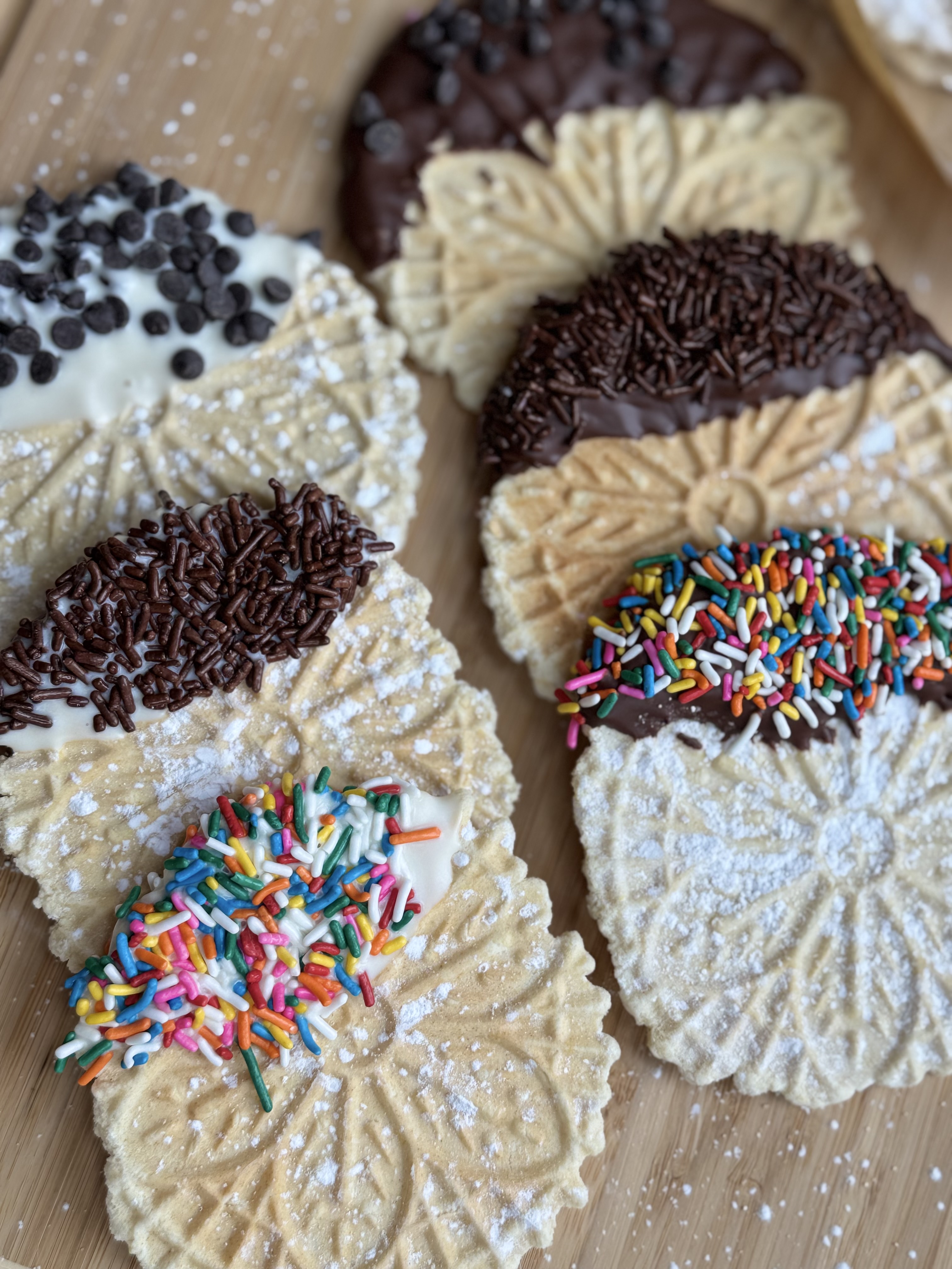 A Treat Bag Of CHOCOLATE DIPPED Pizzelles (Two Pizzelles) 