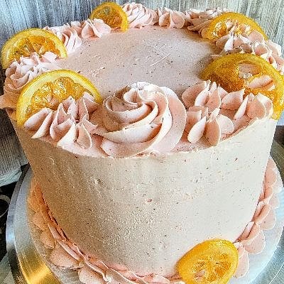 Strawberry Lemonade Cake-8" Round, 3 Layer- Serves 14-20