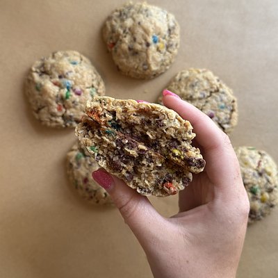 soft baked m&m monster cookies