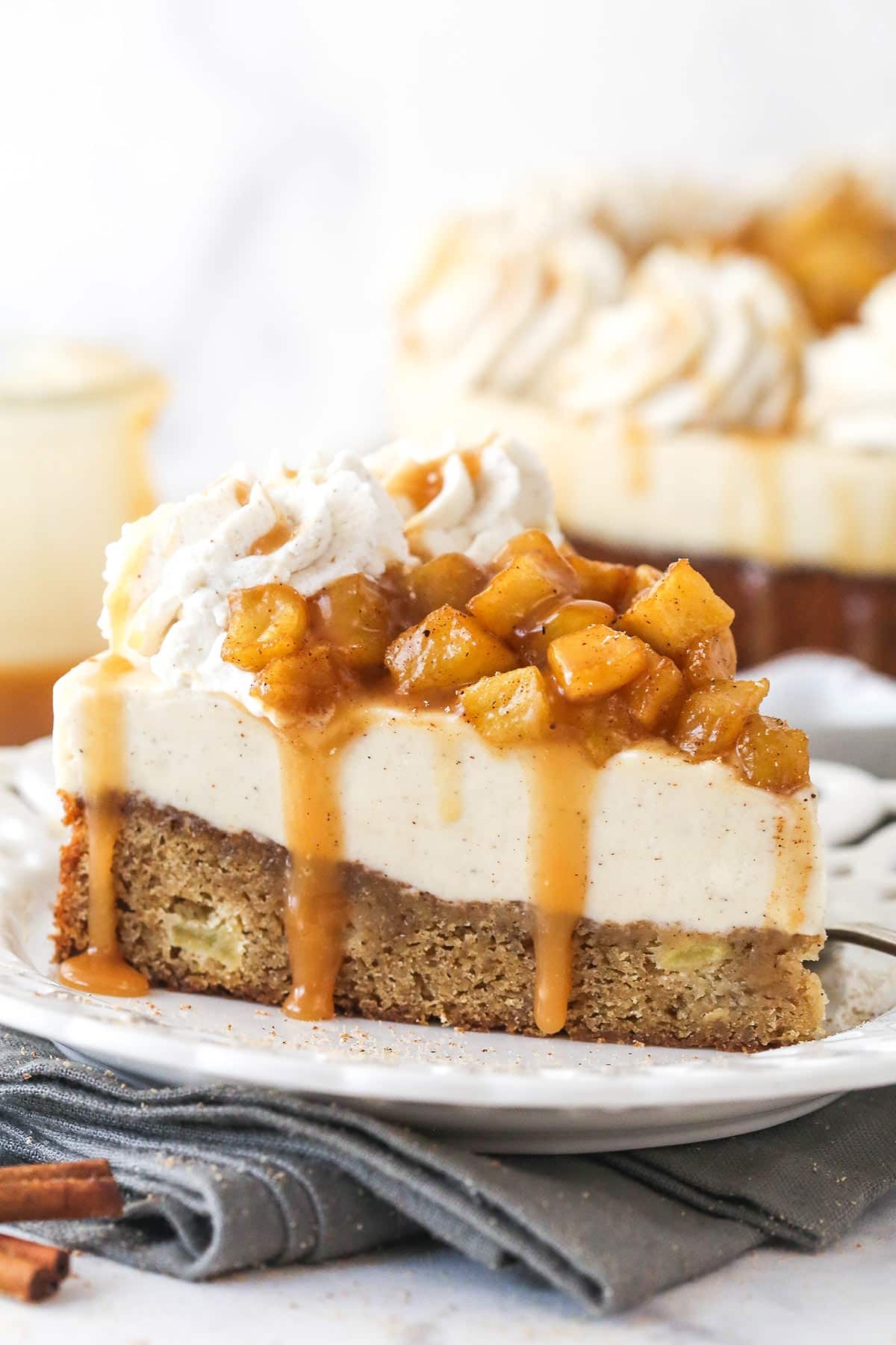Apple Caramel Blondie Cheesecake Slice