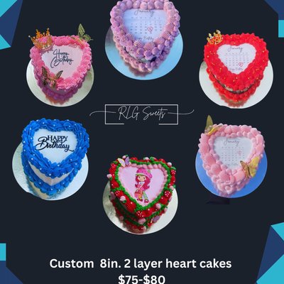 8in 2 Layer Heart Cakes 