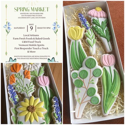 Boxed Set Of Floral Cookies (pickup at So. Hero Spring Mkt)
