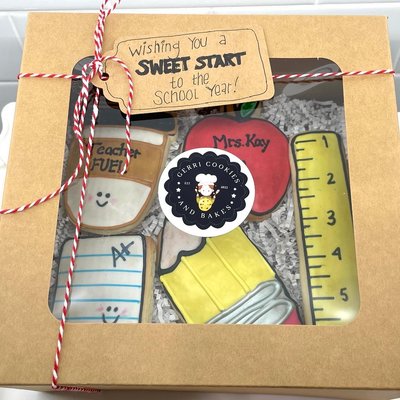 6 Back To School Hand Decorated Sugar Cookies