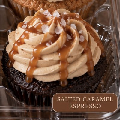 Mini Salted Caramel Chocolate Espresso Cupcakes
