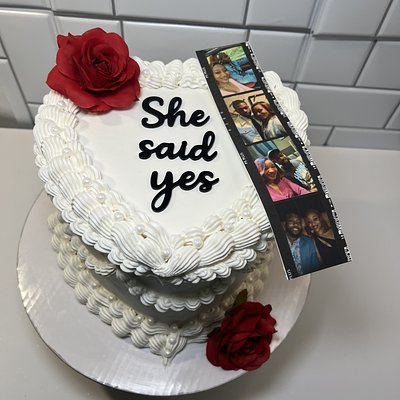 She Said Yes Vintage Heart Cake Custom - Starting at $95
