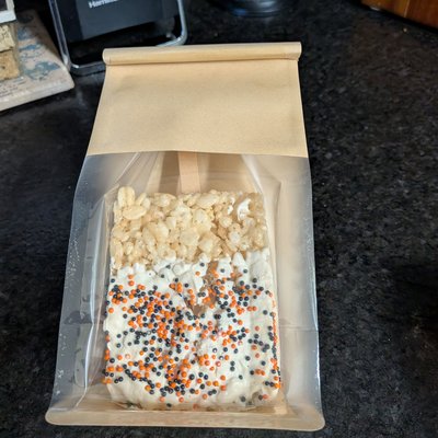 Dipped Vanilla Krispi Pop With Sprinkles