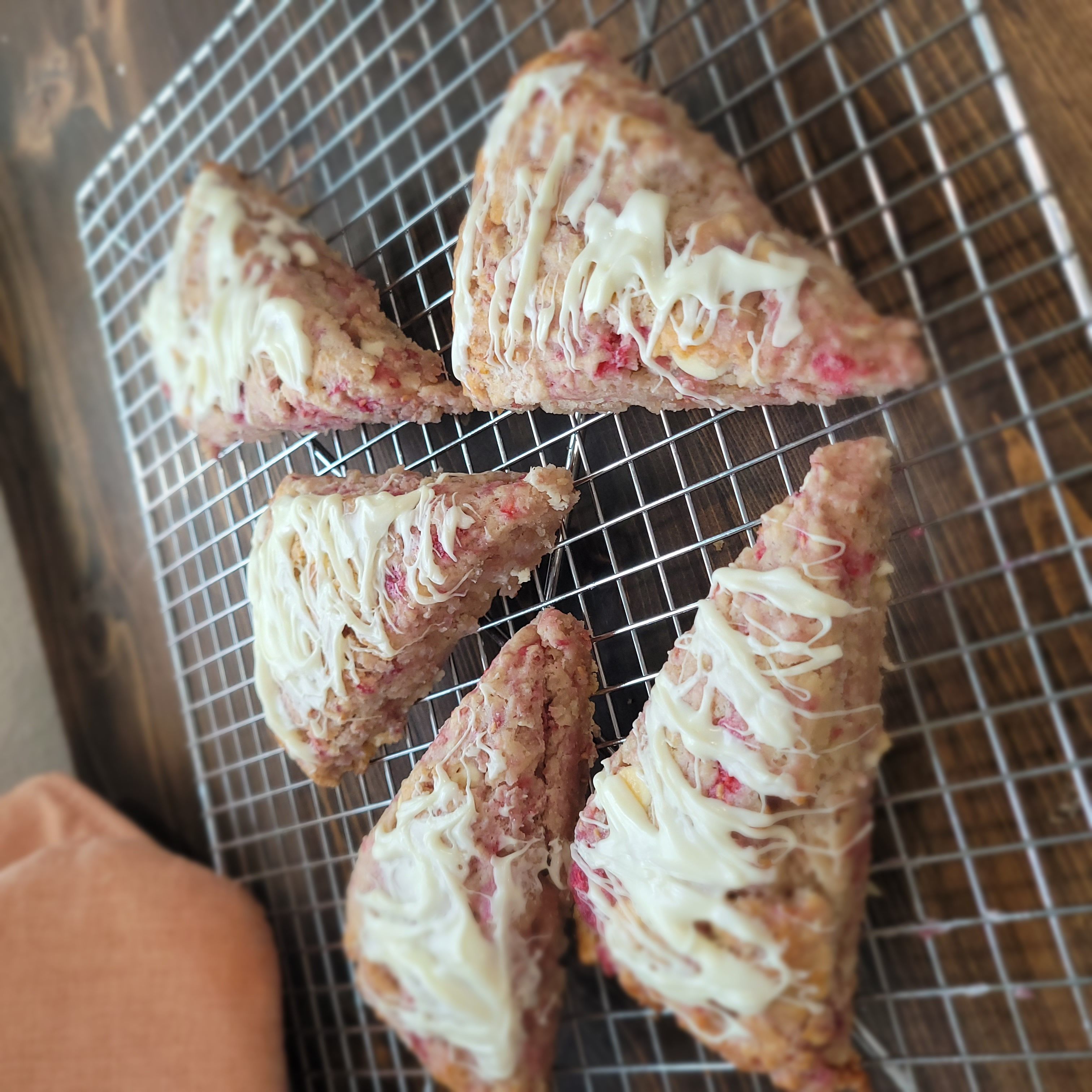 Raspberry White Chocolate-chip Sourdough Scone