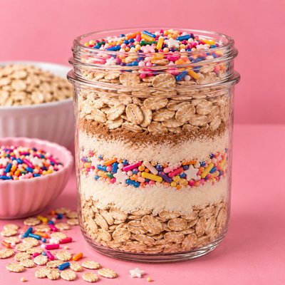Birthday Cake Oatmeal Jar
