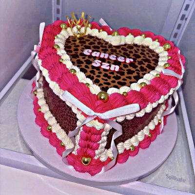 Custom Heart Shaped Cake w/ Edible Images & Custom Toppers