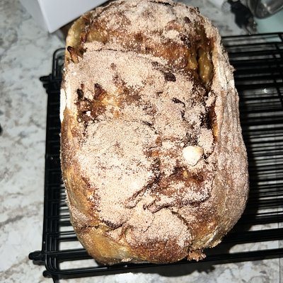 Apple Cider Loaf Filled With Apple Pie Filling, Caramel Bits And A Cinnamon Sugar Topping
