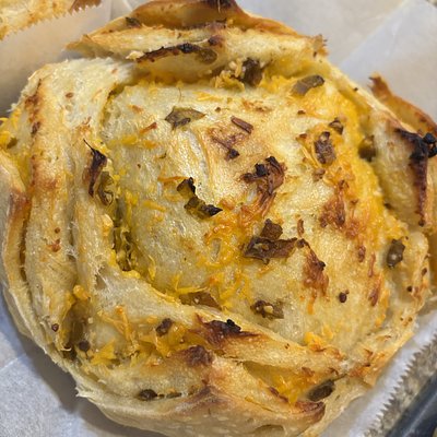 Green Chile Garlic Cheese Sourdough Loaf