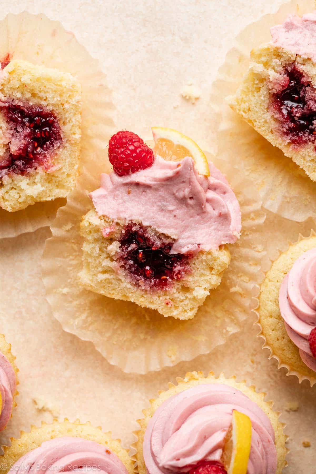 Lemon Raspberry Jam Cupcakes
